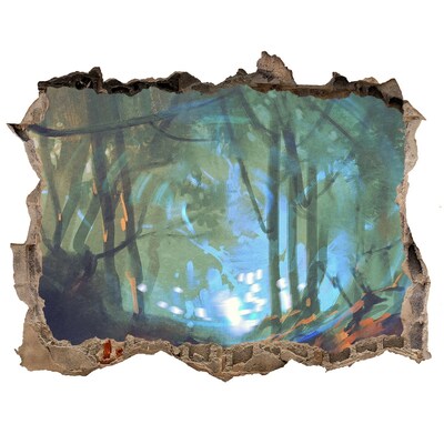 Adesivo buco nel muro Foresta misteriosa al chiaro di luna