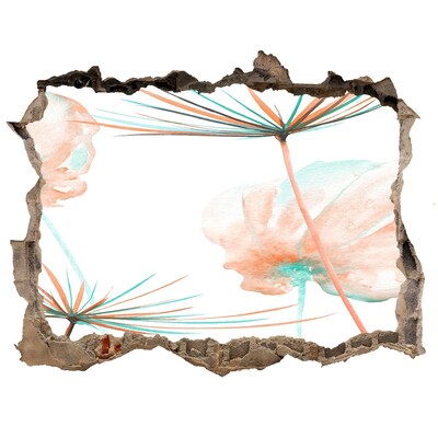 Adesivo buco nel muro Paesaggio fiorito visto attraverso un buco nel muro