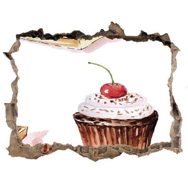 Sticker buco nel muro Delizioso cupcake con una ciliegia