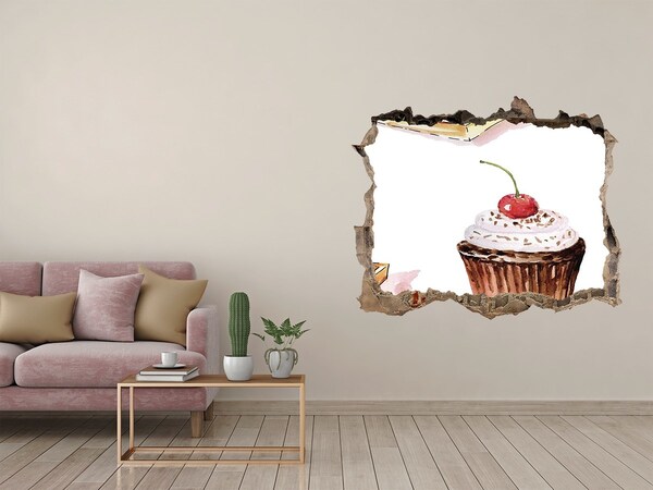 Sticker buco nel muro Delizioso cupcake con una ciliegia
