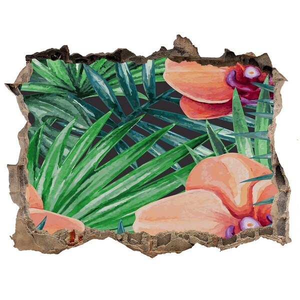 Adesivo buco nel muro Un paradiso floreale ai tropici