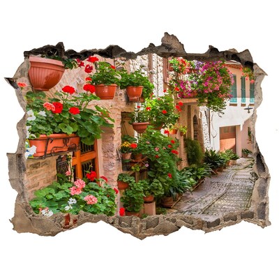 Finto buco nel muro 3D Un angolo incantevole con fiori
