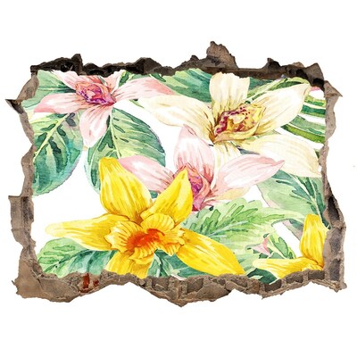 Adesivo buco nel muro Giardino fiorito dietro il muro