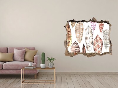 Adesivo buco nel muro Foglie colorate in un buco nel muro