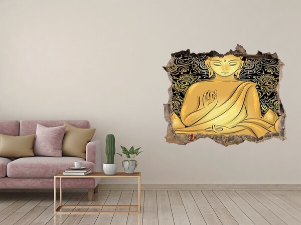 Finto buco nel muro 3D Buddha dorato circondato da un mandala