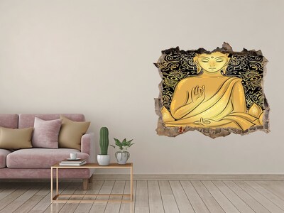 Finto buco nel muro 3D Buddha dorato circondato da un mandala
