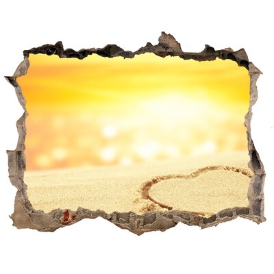 Adesivo buco nel muro Spiaggia dorata con un cuore