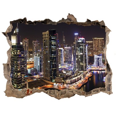 Sticker buco nel muro Panorama notturno di Dubai