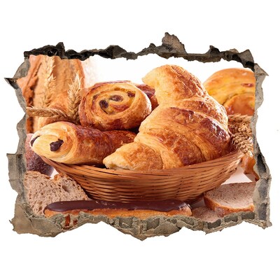 Finto buco nel muro 3D Deliziosi prodotti da forno in un cestino
