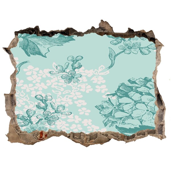 Finto buco nel muro 3D Murale floreale nel buco nel muro