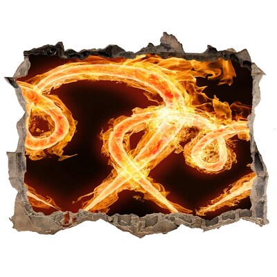 Finto buco nel muro 3D Serpenti bruciati nel fuoco