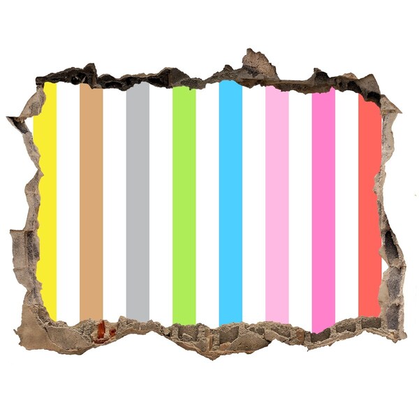 Adesivo buco nel muro Strisce colorate che spuntano da un buco nel muro