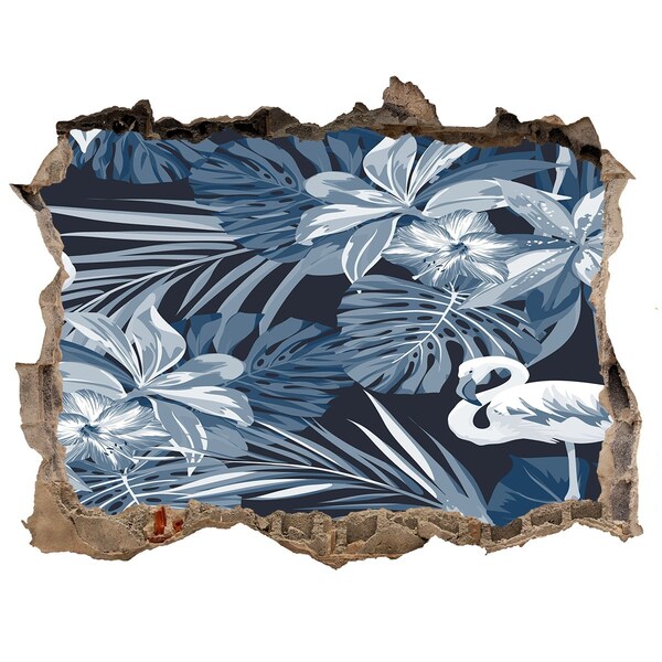 Finto buco nel muro 3D Paradiso tropicale con i fenicotteri