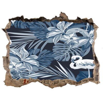 Finto buco nel muro 3D Paradiso tropicale con i fenicotteri