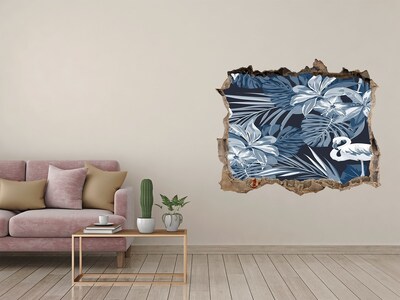 Finto buco nel muro 3D Paradiso tropicale con i fenicotteri