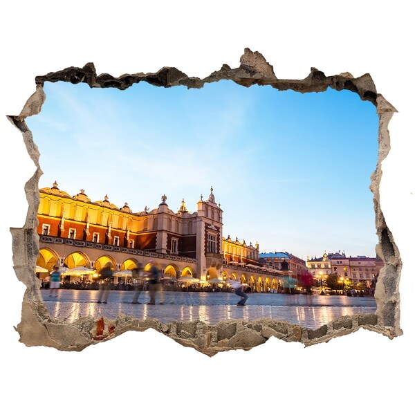 Finto buco nel muro 3D Cracovia al tramonto