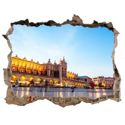 Finto buco nel muro 3D Cracovia al tramonto