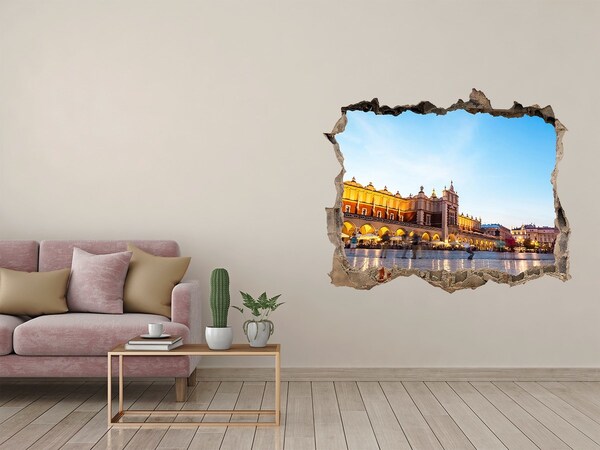 Finto buco nel muro 3D Cracovia al tramonto