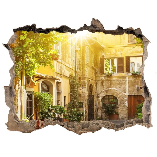 Adesivo buco nel muro Un grazioso cortile in una città soleggiata