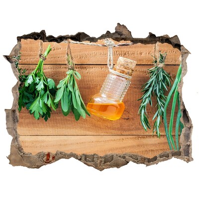 Finto buco nel muro 3D Olio alle erbe in un ambiente rustico