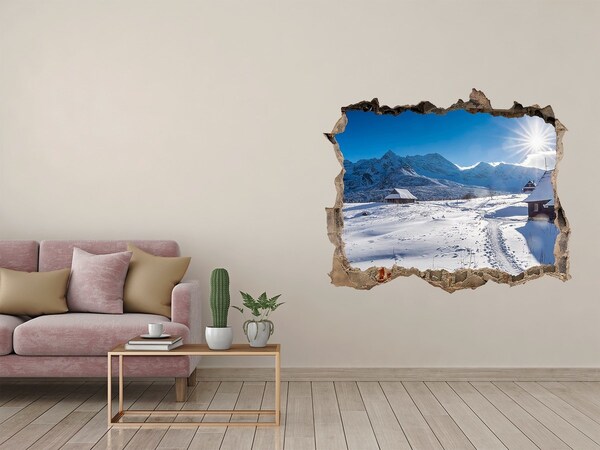Finto buco nel muro 3D Paesaggio montano invernale