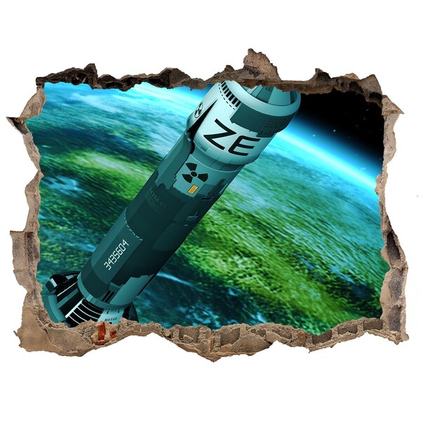 Sticker buco nel muro Razzo nello spazio