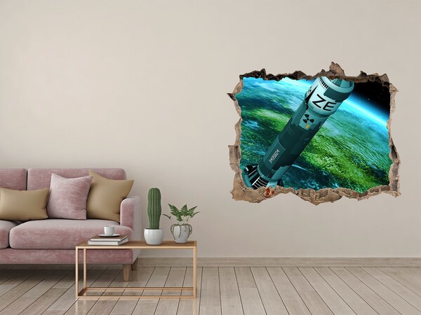 Sticker buco nel muro Razzo nello spazio