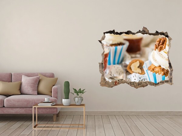 Finto buco nel muro 3D Un dolce paradiso con i cupcake