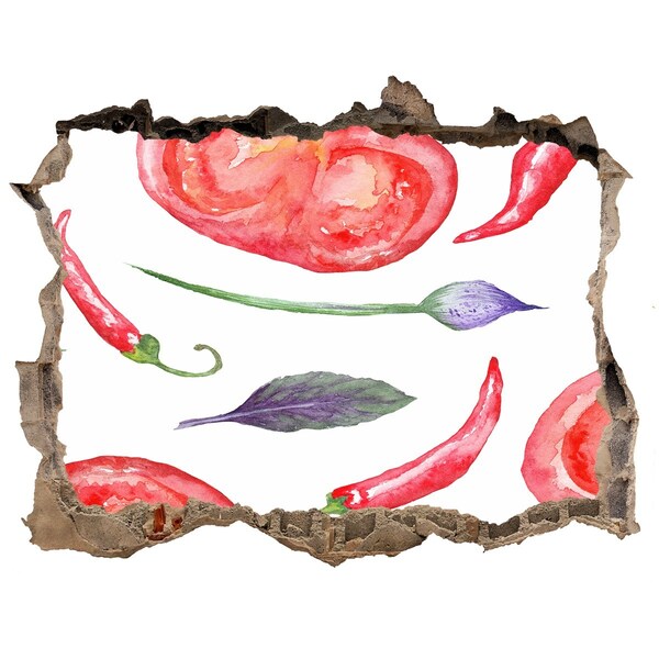 Finto buco nel muro 3D Frutta e verdura in un buco nel muro