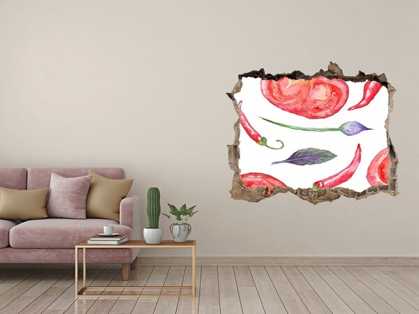 Finto buco nel muro 3D Frutta e verdura in un buco nel muro