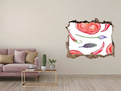 Finto buco nel muro 3D Frutta e verdura in un buco nel muro