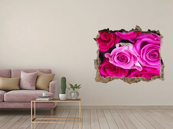 Finto buco nel muro 3D Rose in un buco nel muro