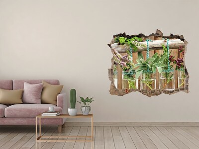 Sticker buco nel muro Giardino di erbe aromatiche in barattoli