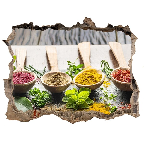 Adesivo buco nel muro Spezie da cucina in cucchiai di legno