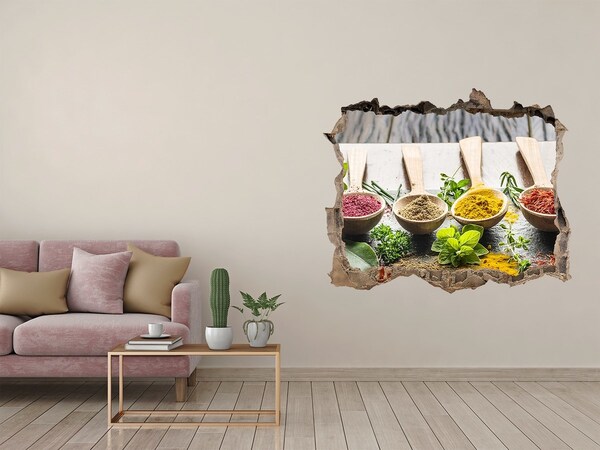 Adesivo buco nel muro Spezie da cucina in cucchiai di legno
