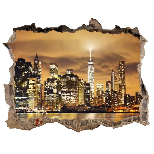 Sticker buco nel muro Lo skyline di New York di notte