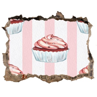 Finto buco nel muro 3D Cupcake in un buco nel muro