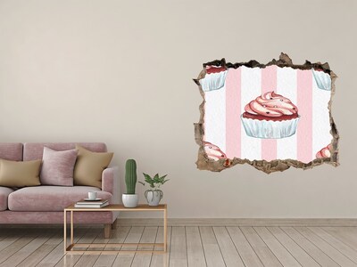 Finto buco nel muro 3D Cupcake in un buco nel muro