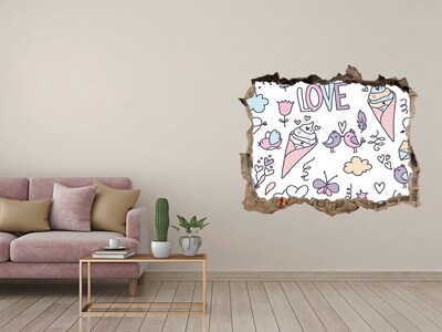 Sticker buco nel muro Dolci sogni dai colori pastello