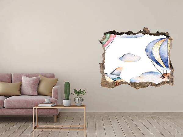 Finto buco nel muro 3D Volo in mongolfiera sopra le nuvole