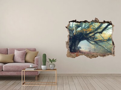 Adesivo buco nel muro La foresta incantata nel suo manto autunnale