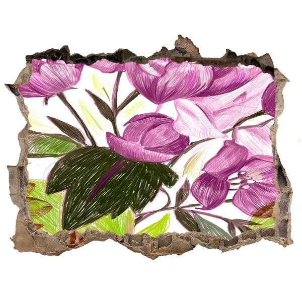 Sticker buco nel muro Giardino fiorito dietro il muro