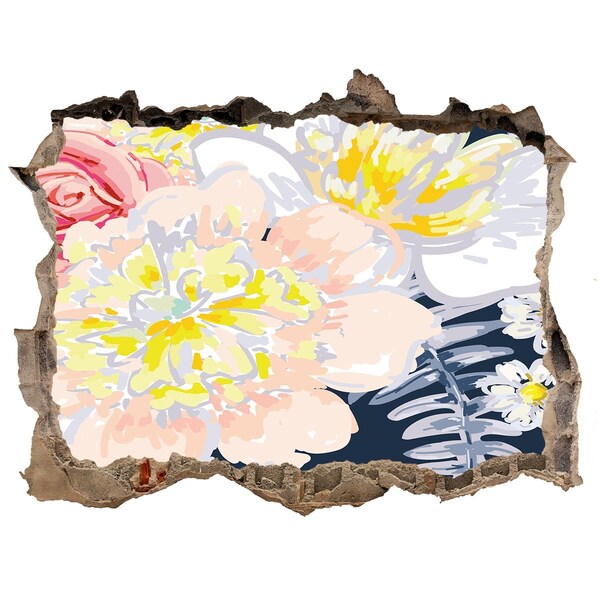 Finto buco nel muro 3D Giardino fiorito dietro il muro