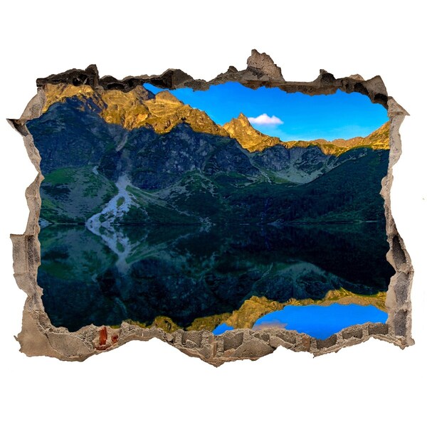 Finto buco nel muro 3D Paesaggio montano con lago