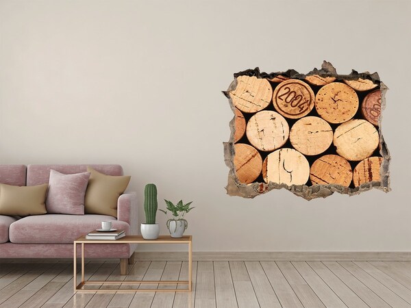 Sticker buco nel muro Tappi di sughero dietro il muro