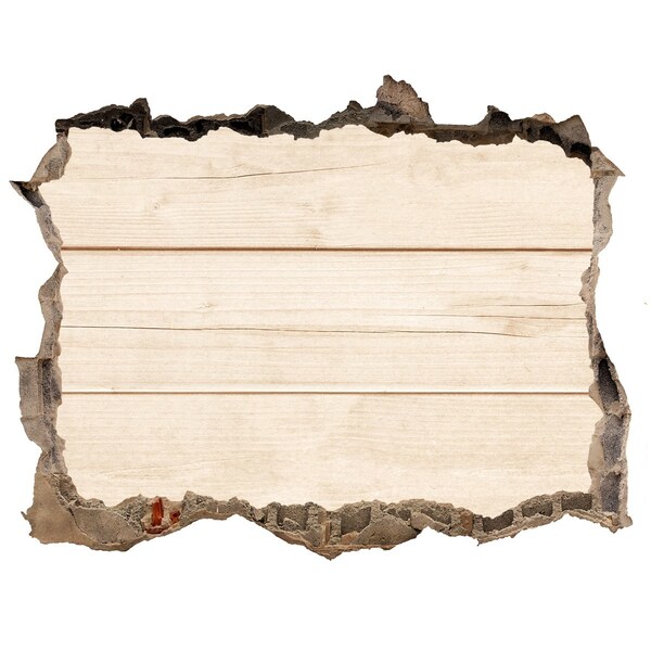 Finto buco nel muro 3D Un muro danneggiato con pavimento in legno