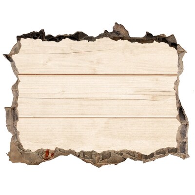 Finto buco nel muro 3D Un muro danneggiato con pavimento in legno