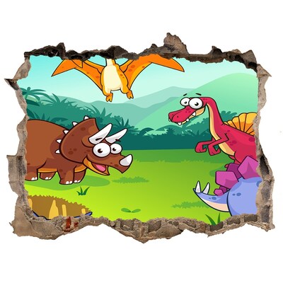 Sticker buco nel muro Dinosauri in un paesaggio preistorico