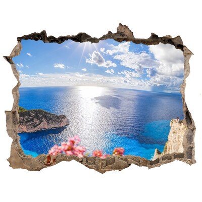 Finto buco nel muro 3D Vista dalla scogliera a picco sul mare
