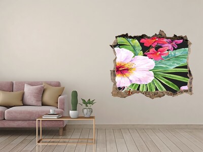Sticker buco nel muro Paradiso tropicale con fiori